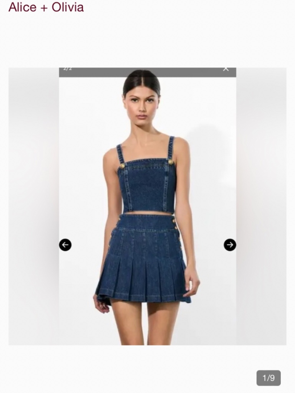 Alice And Olivia Denim Pleated Mini Skirt Size 27 - Picture 3 of 8